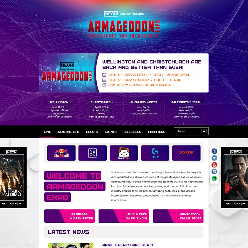 Armageddon new zealand website design