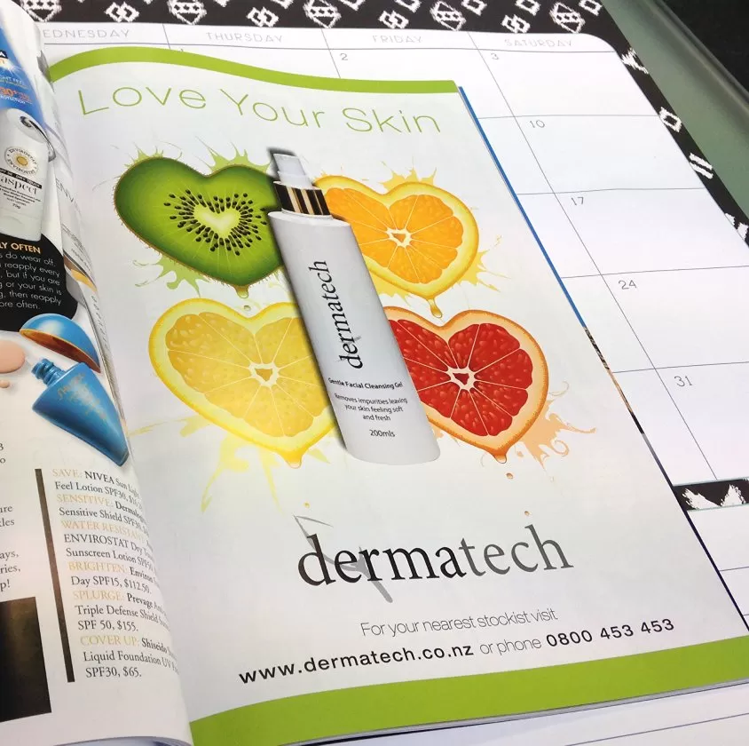 christchurch graphic design advertising for dematech skincare