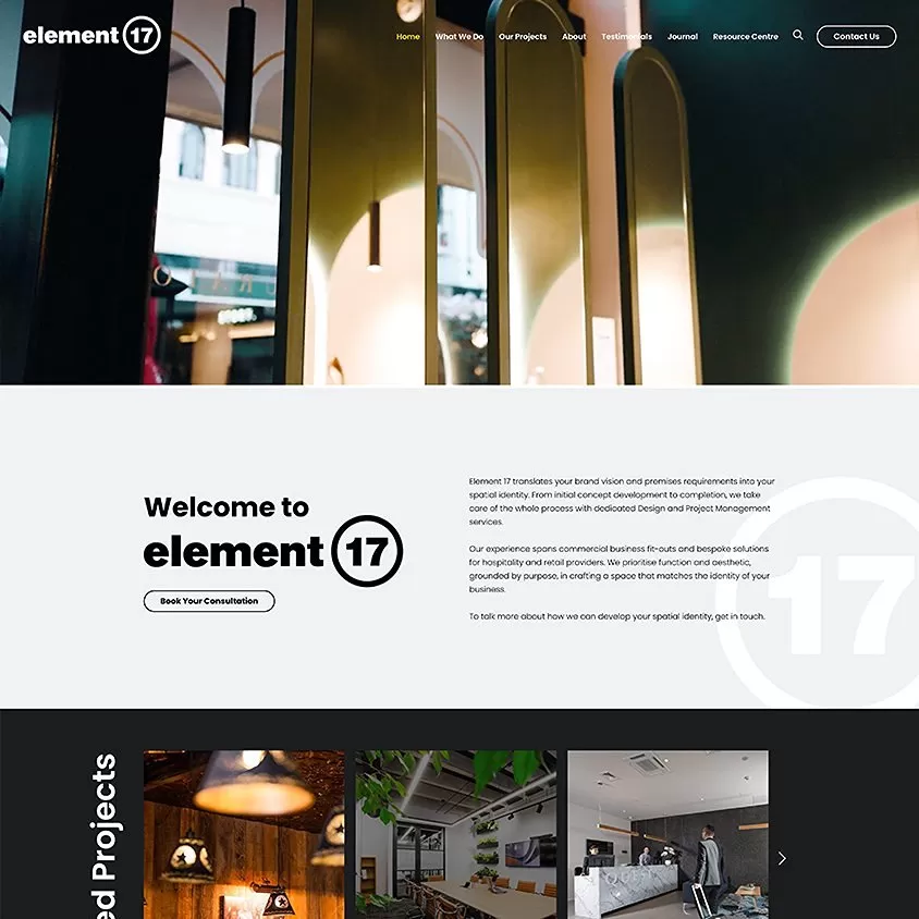 element17 website design