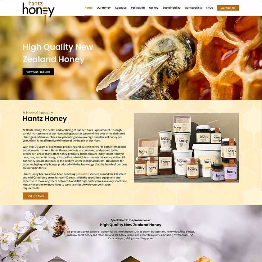 hantz honey christchurch website design
