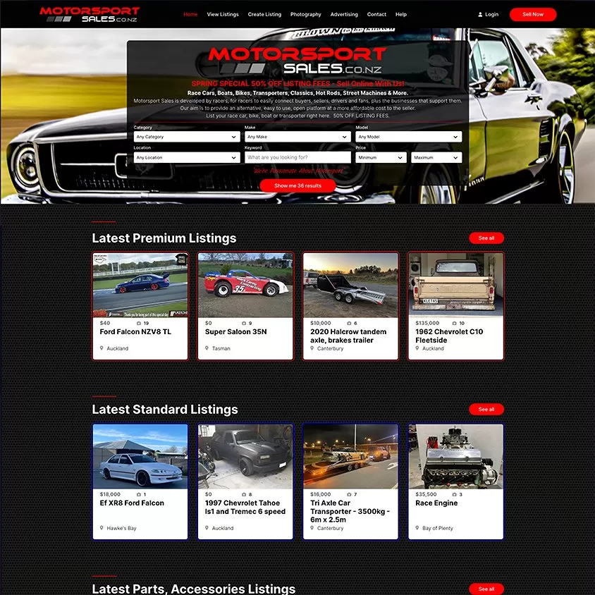 motorsport sales web design