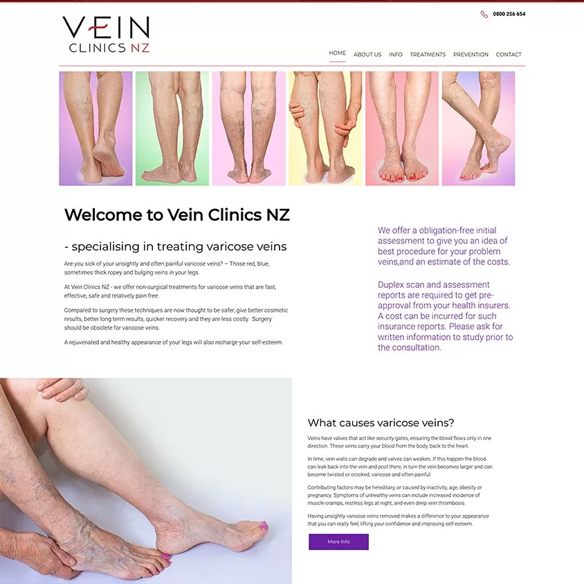 vein clinics christchurch website design