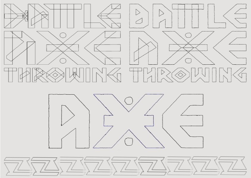 battle axe throwing logo design sketch