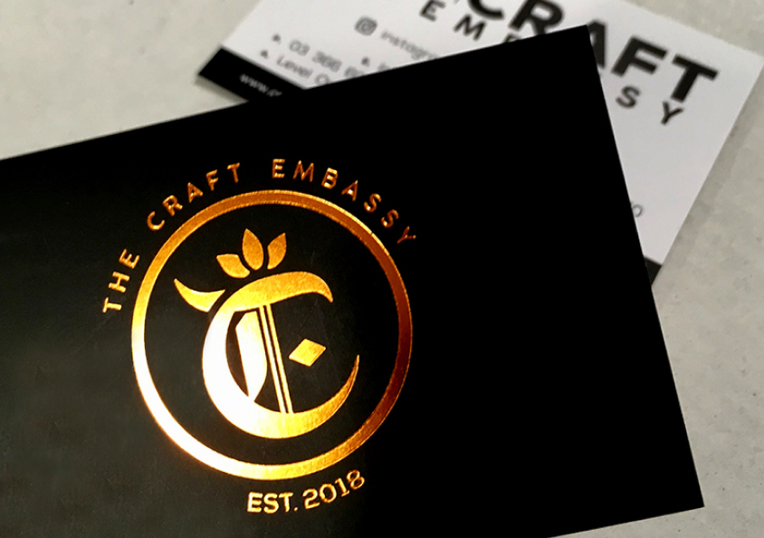 the craft embassy logo design business card