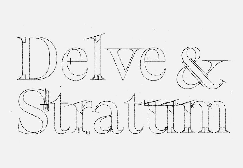 delve & stratum logo design sketch