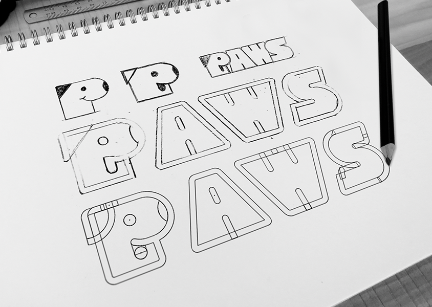 paws daycare logo sketches