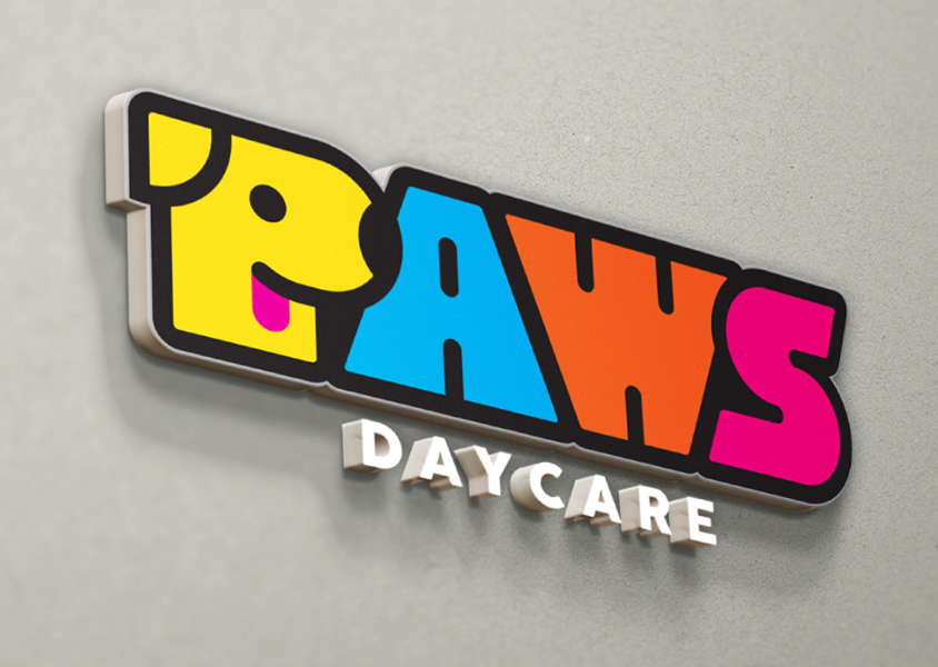paws daycare christchurch logo design 
