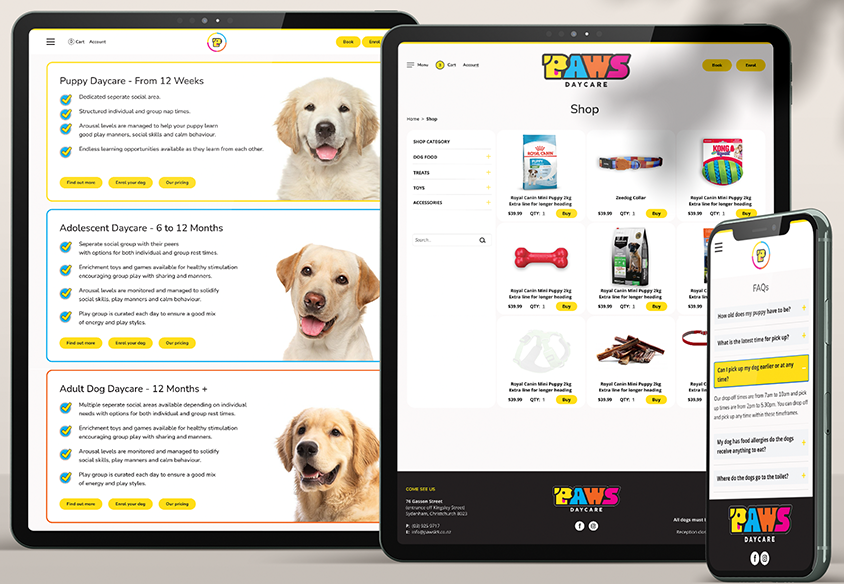 paws daycare website design