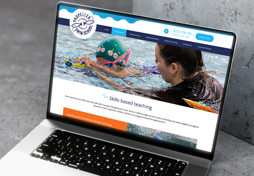 propeller swim school website design