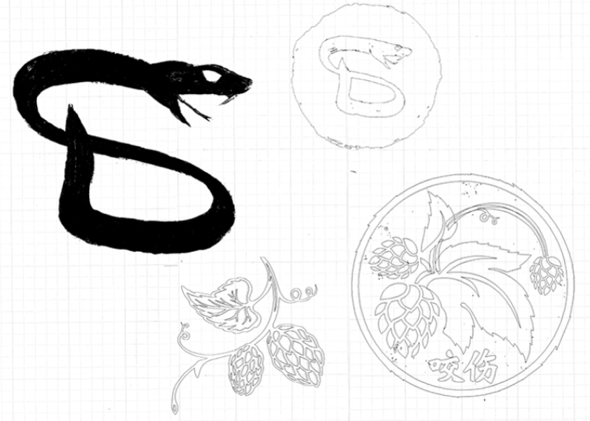 snakebite brewery logo design sketches